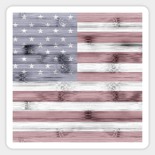 Rustic Red White Blue Wood USA flag Magnet by PLdesign